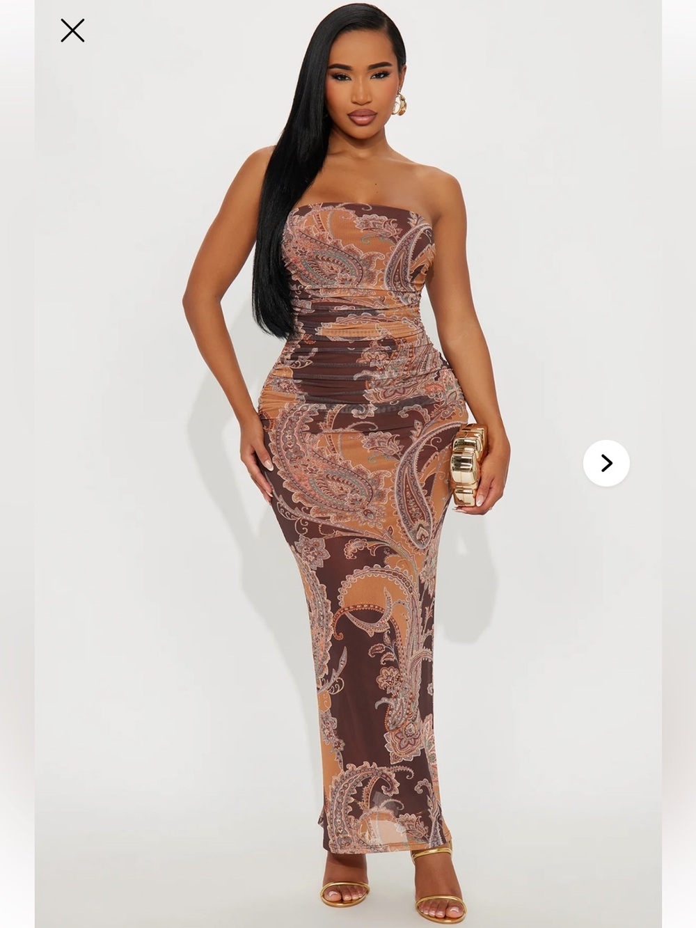 Fashionnova Free Spirit Strapless Maxi Dress - Brown/combo